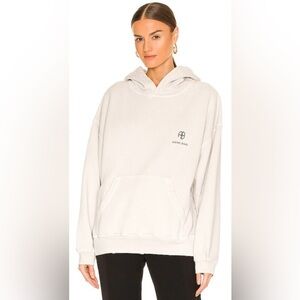 Anine Bing Aiden Monogram Distressed Organic Cotton Hoodie